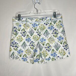 Floral Tailored Shorts Wildflowers White Seersucker Riviera Preppy Nautical 0